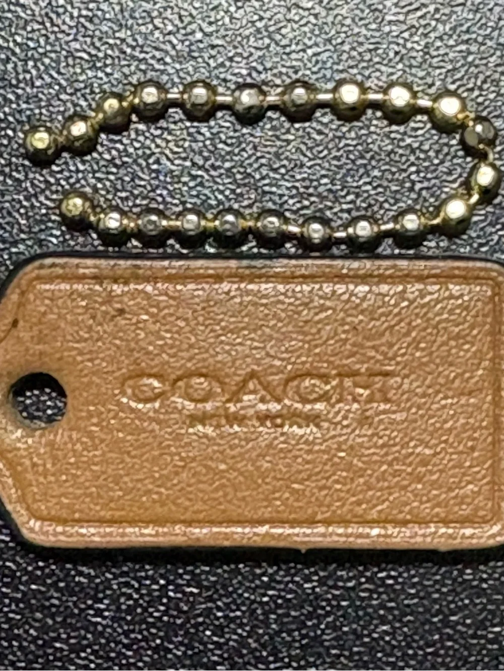 Coach Brown Leather Hang Tag with Gold Chain